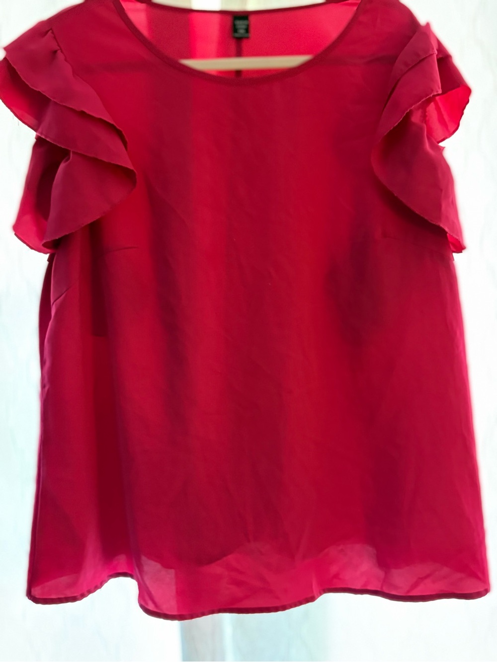 SHEIN Red Ruffle Sleeve Blouse